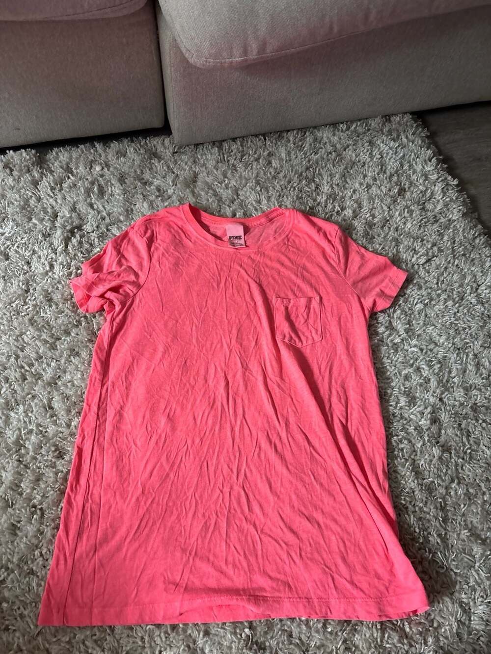 Victoria's Secret PINK Essential Pocket Tee in Neon Pink (0008)